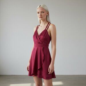BCBGeneration Red Berry Strappy Back Mini Dress Flowy Party 6 (S)